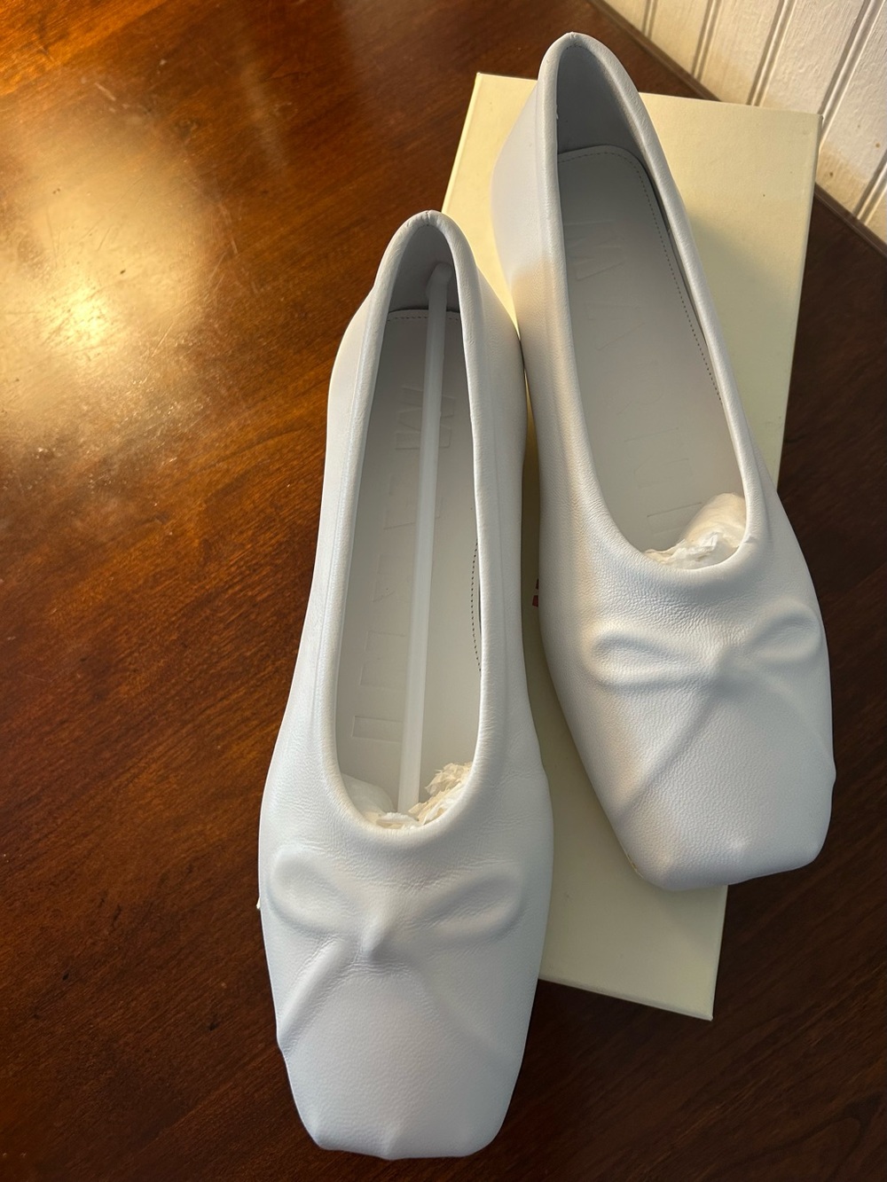 Marni White Women's Square-Toe Ballet Flats